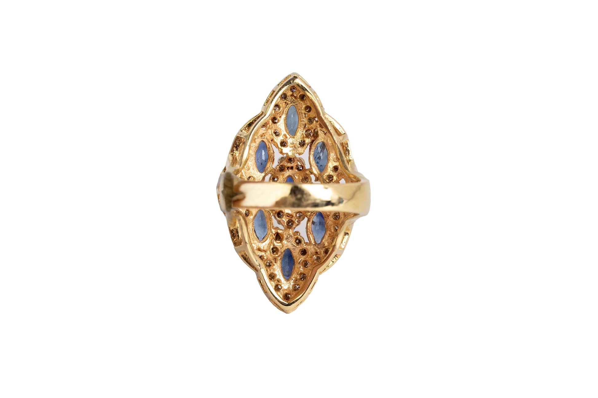 Sapphire & Diamond modern shield ring