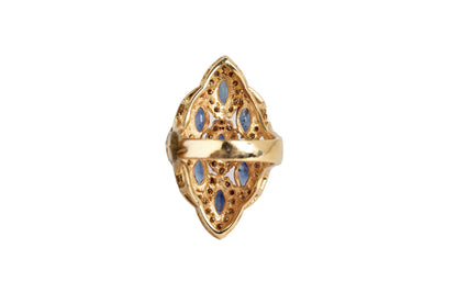 Sapphire & Diamond modern shield ring