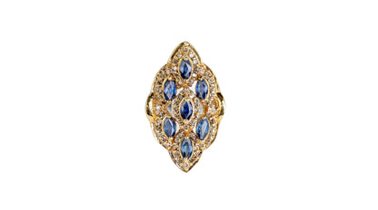 Sapphire & Diamond modern shield ring