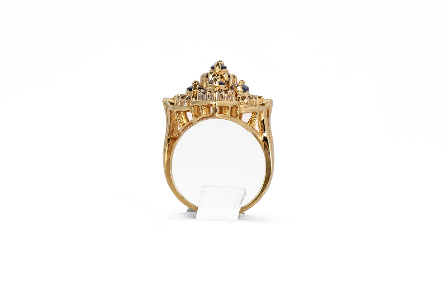 Sapphire & Diamond modern shield ring