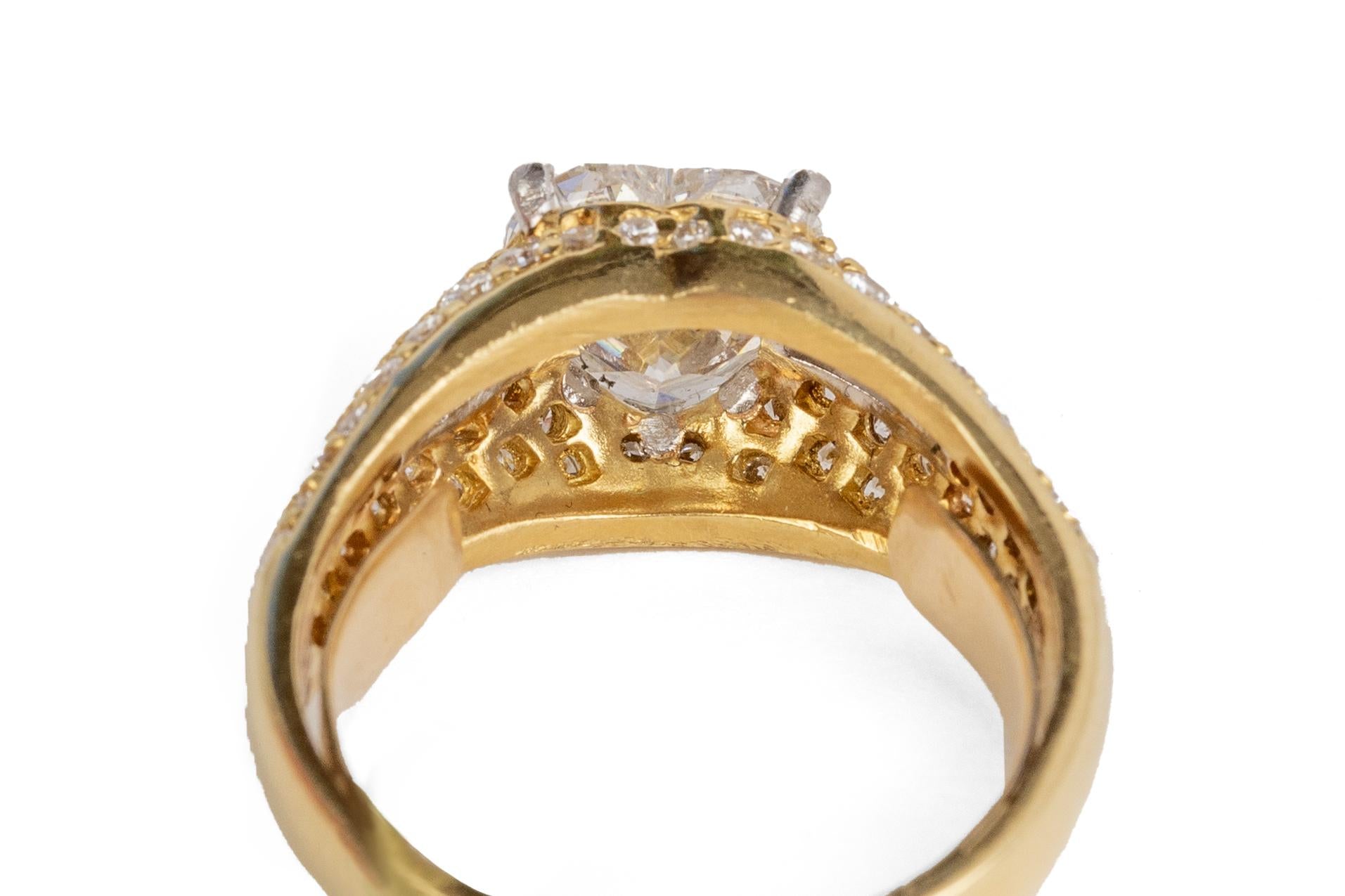 18K Heart Shape Ring with over 3ctw in Diamonds