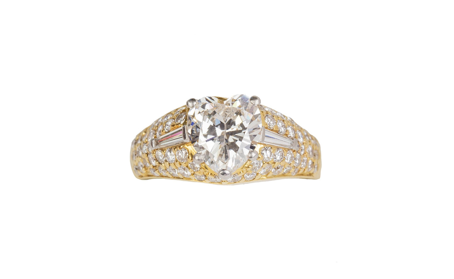 18K Heart Shape Ring with over 3ctw in Diamonds